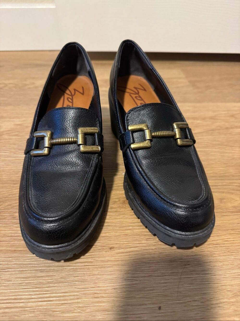 Zodiac Black Leather Horsebit Lug-Sole Loafers Women’s Sz 8